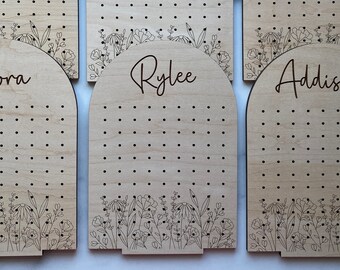 Personalized Floral Earring Stud Organizer: Engraved Jewelry Display