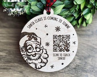 Santa Tracker Ornament With QR Code, Santa Tracker, QR Code Tracker for Santa, Christmas Eve Traditions, Santa Ornament, Find Santa
