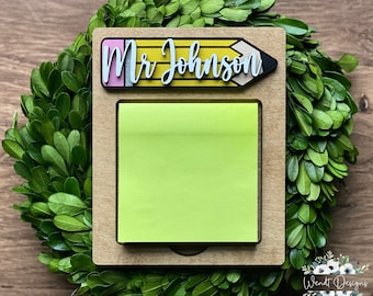 Teacher Sticky Note Holder, Personalized Sticky Note Holder, Teacher Appreciation Gifts, Teacher Gifts, Desk Organizer, Classroom Decor