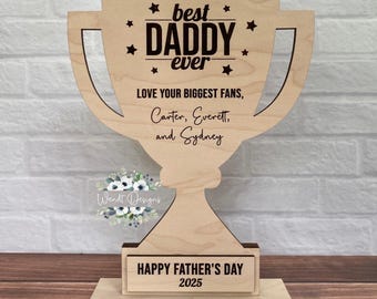 Best Dad Ever Personalized Father's Day Trophy - Fully Engraved with Any Name and up to 5 Children's Names