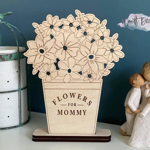 Flowers For Mommy, Mother’s Day Gifts, ADD ANY NAME, Flower Display, Flower Vase for Mom, Kids Crafts for Mom, Flower Gifts