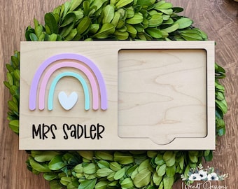 Teacher Sticky Note Holders, Personalized Sticky Note Holder, Teacher Appreciation Gifts, Boho Rainbow Sticky Note Holder, Teacher Gift