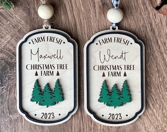 Personalized Christmas Tree Farm Ornament, Farmhouse Ornament, 2023 Family Ornament, Engraved Keepsake Ornament, Outdoorsy Wood Ornament