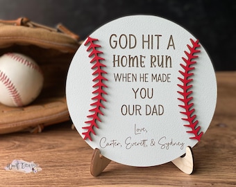 Father’s Day Baseball Sign, God Hit a Home Run, Use Any Name, Baseball Sign for Dad, Baseball Dad, Personalized Father’s Day Gift