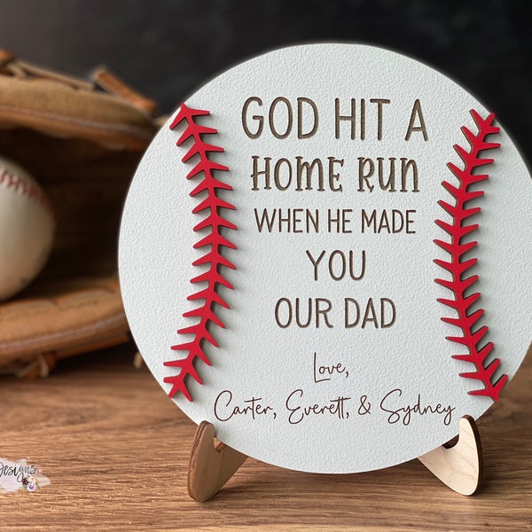 Father’s Day Baseball Sign, God Hit a Home Run, Use Any Name, Baseball Sign for Dad, Baseball Dad, Personalized Father’s Day Gift