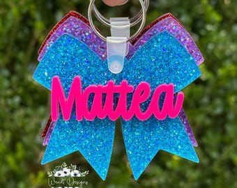 Personalized Cheer Bow Keychain, Cheer and Dance Bag Tag, Acrylic Keychain, Dance Bag Swag, Camp Name Tag