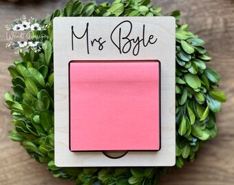 Engraved Sticky Note Holder, Personalized Sticky Note Holder, Teacher Appreciation Gifts, Teacher Gifts, Desk Organizer, Office Gift
