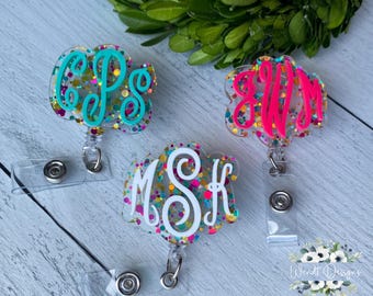 Acrylic Monogrammed Badge Reel, Badge Reels for Nurses, Teacher Badge Reels, Monogram Badge Clip, Personalized Badge Holder, Key Card Holder