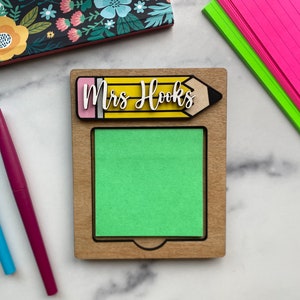 Teacher Sticky Note Holder, Personalized Sticky Note Holder, Teacher Appreciation Gifts, Teacher Gifts, Desk Organizer, Classroom Decor