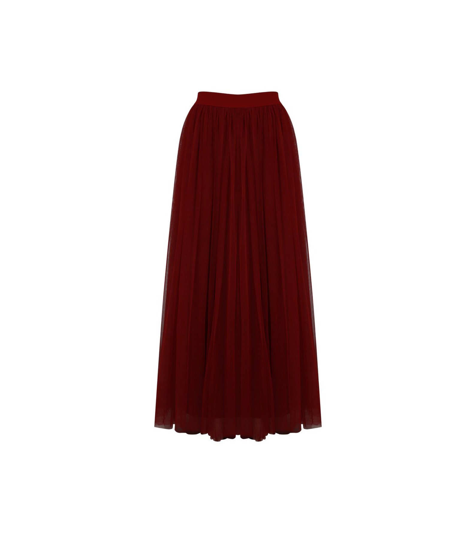 burgundy tulle maxi skirt