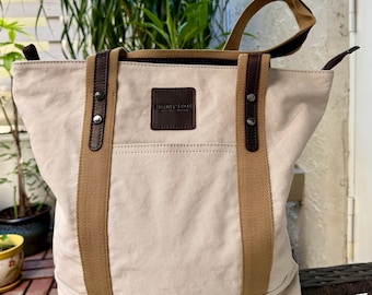 Everyday Tote - Cotton Canvas Zippered Tote Bag