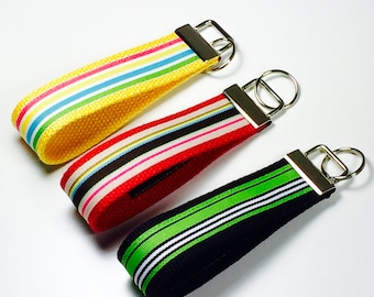 Custom Webbing Wristlet Keychain – Colorful Fabric Key Fob