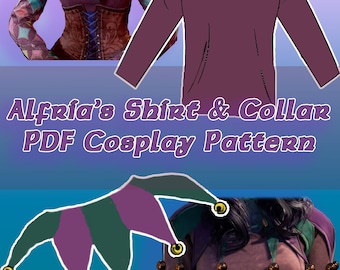 Blue Tiefling Bard "Alfria" Shirt & Collar PDF Pattern || BG3 Inspired Print Your Own Cosplay Pattern