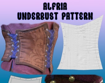 Blue Tiefling Bard "Alfria" Underbust Corset PDF Pattern || BG3 Inspired Print Your Own Cosplay Pattern