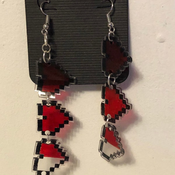 8 bit Health Hearts Earrings