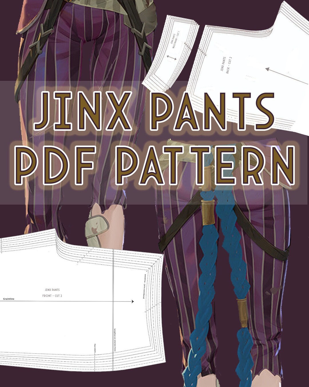 Jinx Pants PDF Pattern for Cosplay Arcane Inspired Print Your Own