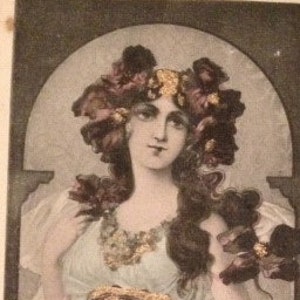 Französische Mary Golay Poppies Postkarte Handvergoldet Farbig und Signiert