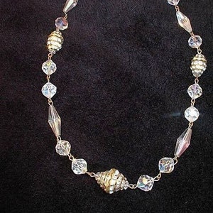 Early AB Crystal, Paste and Brass Choker Necklace.