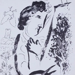 Chagall Litografia originale 'Devant le Tableau' 1963 Edizione del libro