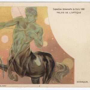 Rare Centaur Postcard Sagittarius Zodiac French Carte Postale Palais De L'Optique  1900 Paris Exposition.
