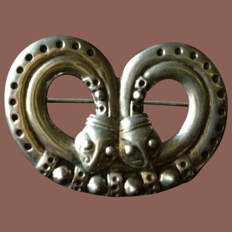 Celtic Double Headed Snake Serpent Sterling Silver Brooch