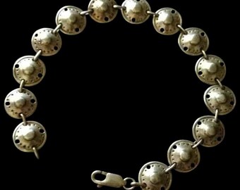 Hand Made Vintage Celtic Shield Sterling Silver Link Bracelet