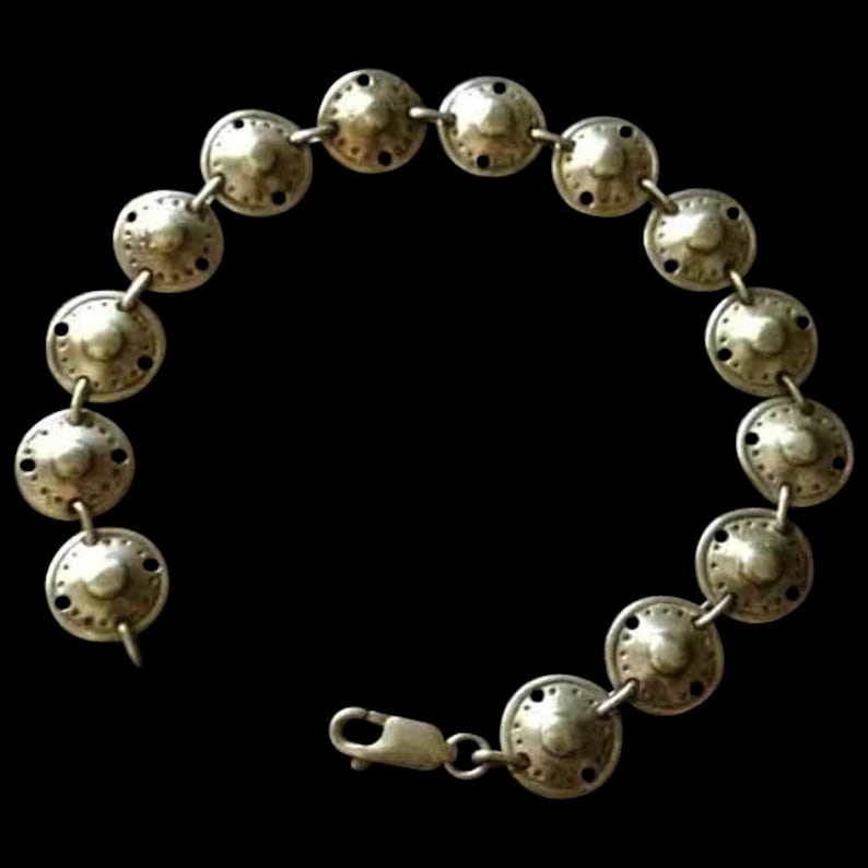 Hand Made Vintage Celtic Shield Sterling Silver Link Bracelet