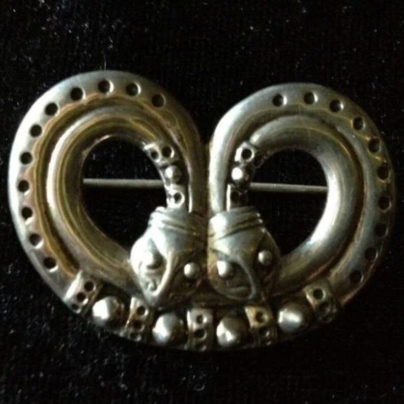 Celtic Double Headed Snake Serpent Sterling Silver Brooch