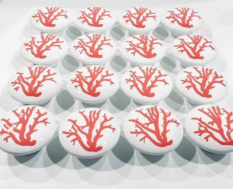 Coral Knob Custom Hand Painted Color Coral Drawer Pull Etsy