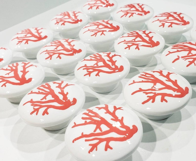 Coral Knob Custom Hand Painted Color Coral Drawer Pull Etsy