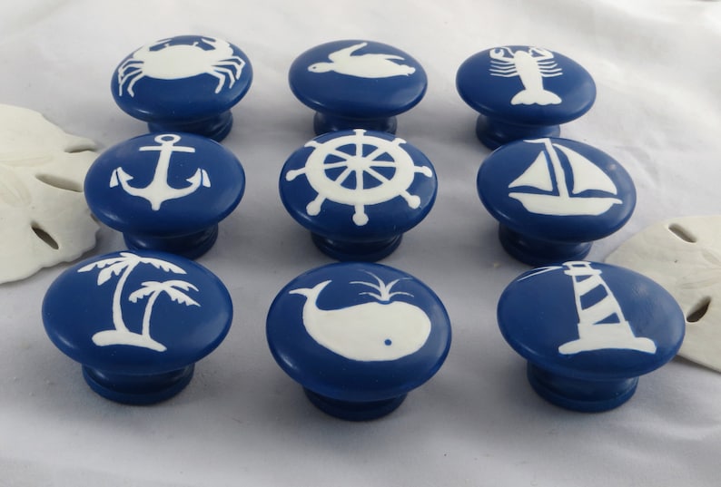 Nautical Drawer Knob Custom Ocean Drawer Knob Beach Decor Etsy