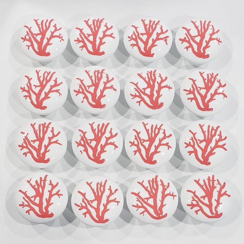 Coral Knob Custom Hand Painted Color Coral Drawer Pull Etsy