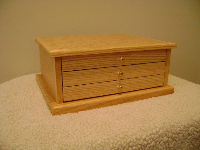 Handcrafted White Oak Jewelry Box 3 Drawers Etsy