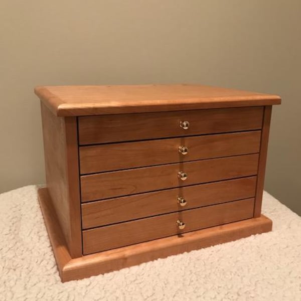 Handcrafted Cherry Jewelry Box - 5 Drawers