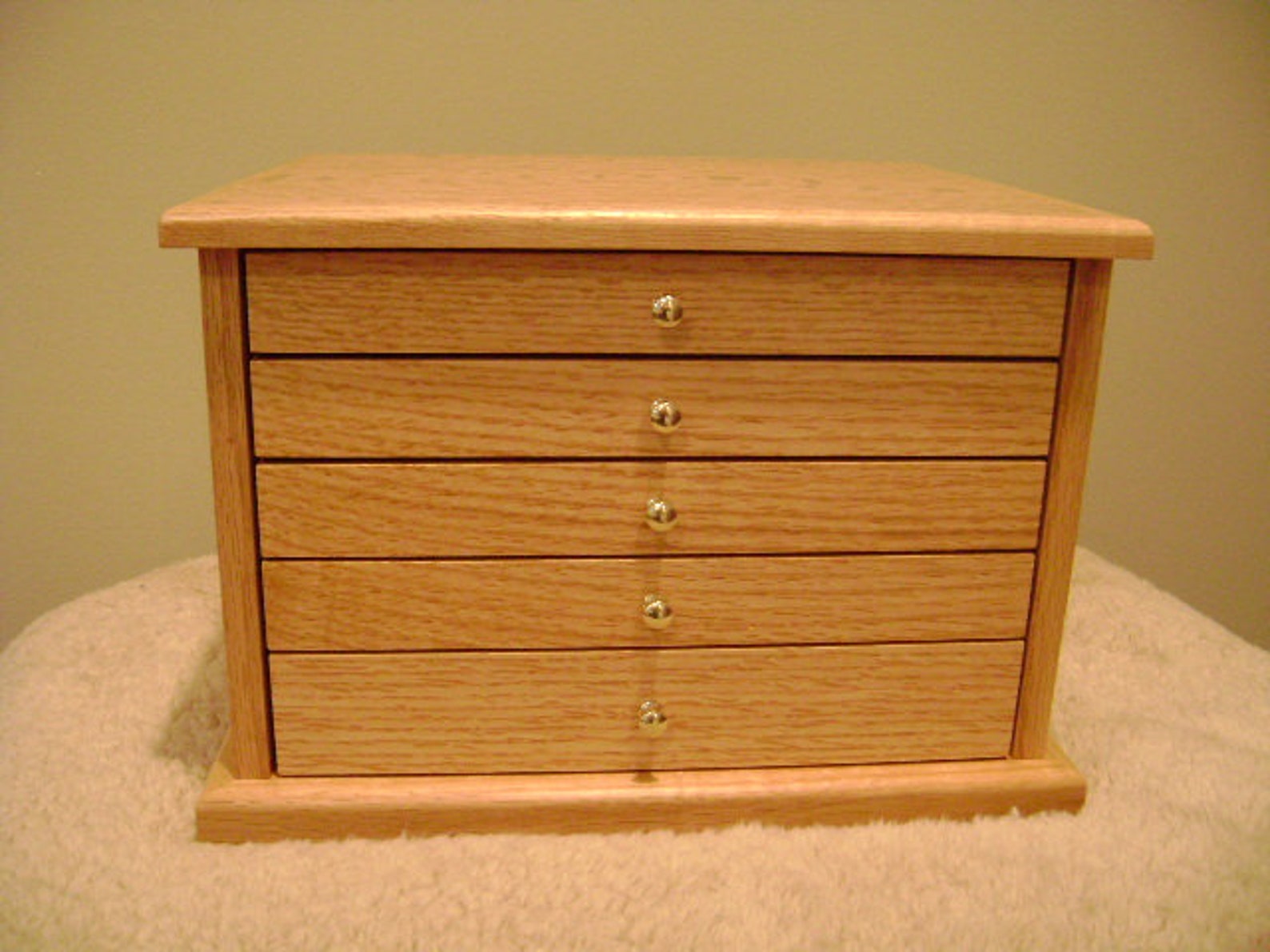 Handcrafted White Oak Jewelry Box 5 Drawers Etsy