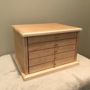 Handcrafted Maple Jewelry Box - 5 Drawers