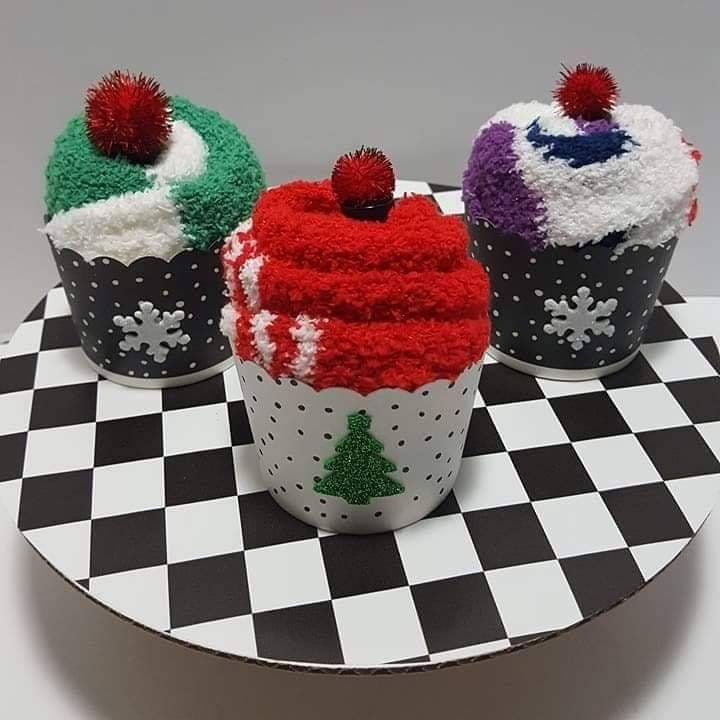 Fuzzy Christmas Sock Cupcake Gift, Lip Balm Surprise, Stocking
