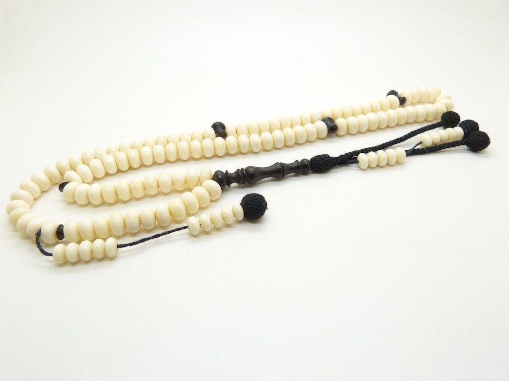 Chapelet Sahdhili Tasbih Subha Misbah en Os de Chameau et Ébène