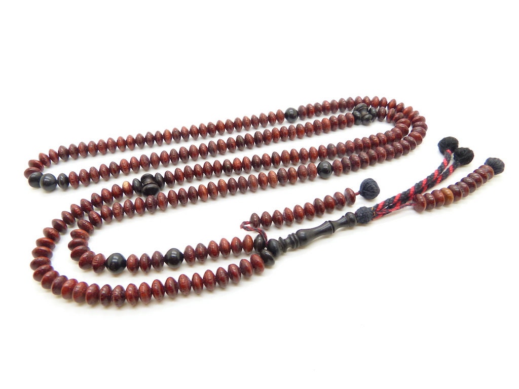 Chapelet Naqshbandi en Bois de Sang et Ébène Tasbih Subha Misbaha 200 Perles