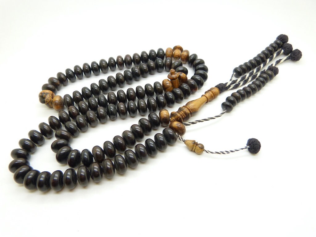 Gros Chapelet Shadhili en Ébène et Bois de Oud Tasbih Sebha Misbaha Subha