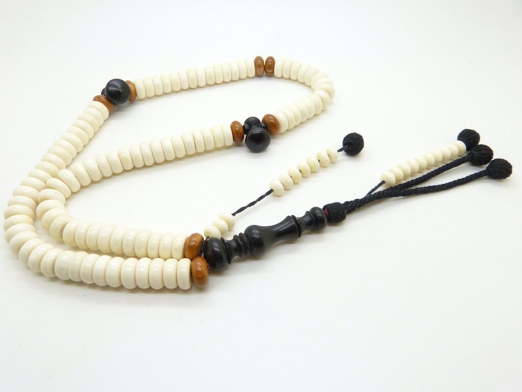 Chapelet Sahdhili Tasbih Subha Misbah en Os de Chameau et Ébène