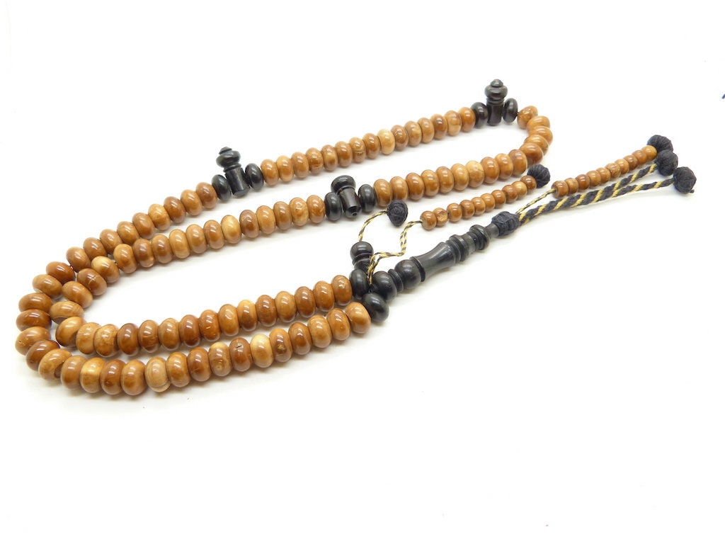 Chapelet Islamique Tasbih Subha Misbaha Shadhili en Kuka et Ébène