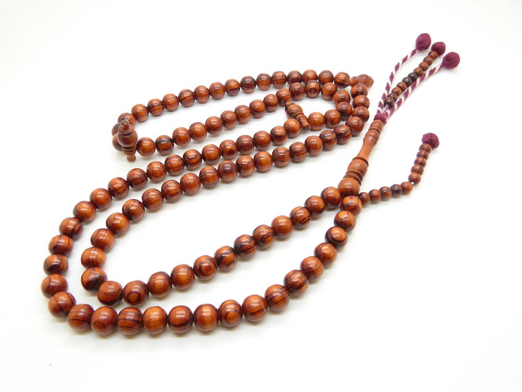 Chapelet Islamique Tasbih Subha Misbaha Shadhili en Bois de Rose