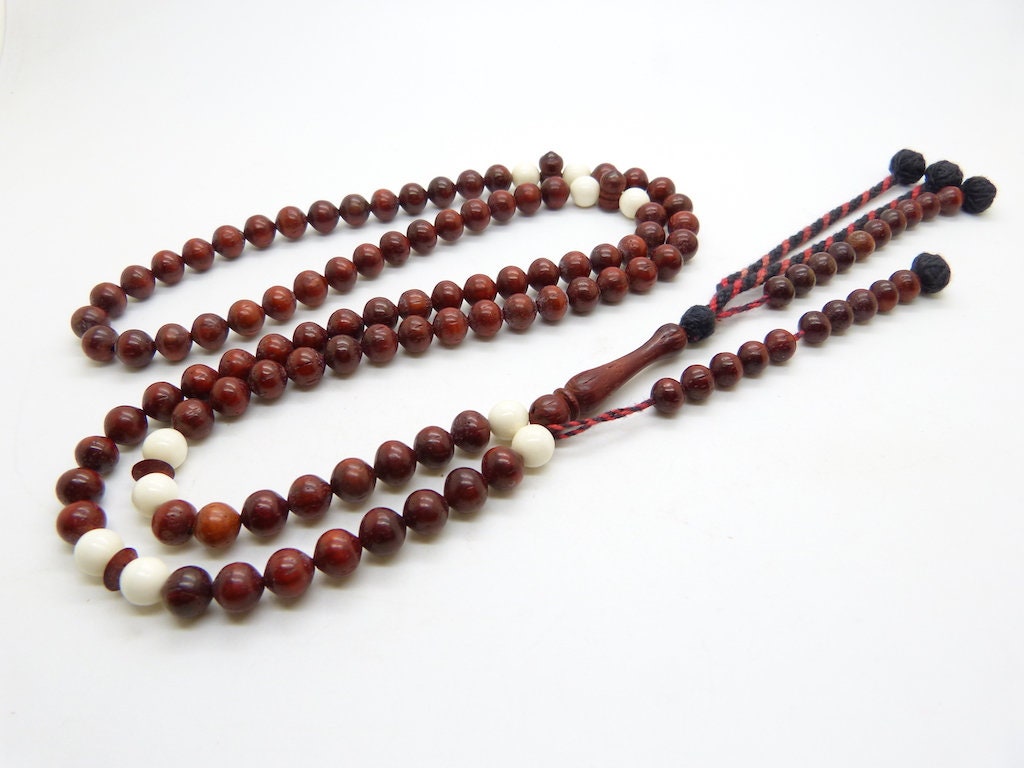 Chapelet Islamique Tasbih Subha Misbaha en Bois de Sang et Os 99 Perles
