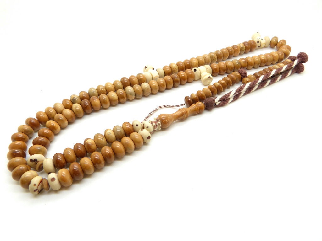 Unique Chapelet Tasbih Subha Sibha Misbaha Shadhili en Oud Salib et Kuka