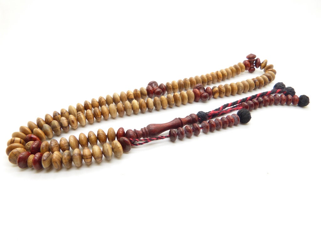 Chapelet Shadhili en Olivier et Bois de Sang Tasbih Sebha Misbaha Subha