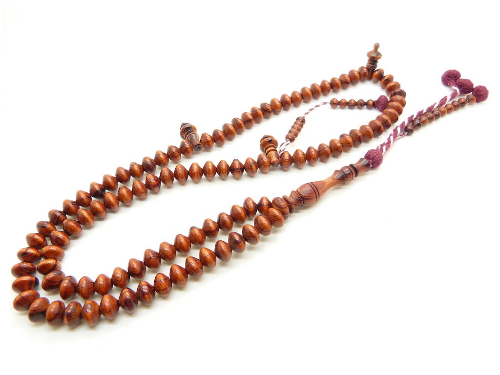 Chapelet Islamique Tasbih Subha Misbaha Shadhili en Bois de Rose