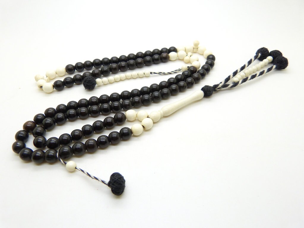 Chapelet Shadhili Tasbih Subha Misbah en Os de Chameau et Ébène