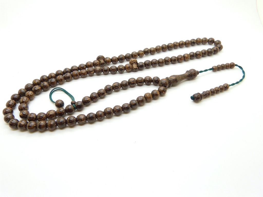 Chapelet Islamique Tasbih Subha Misbaha en Bois de Palmier 99 Perles