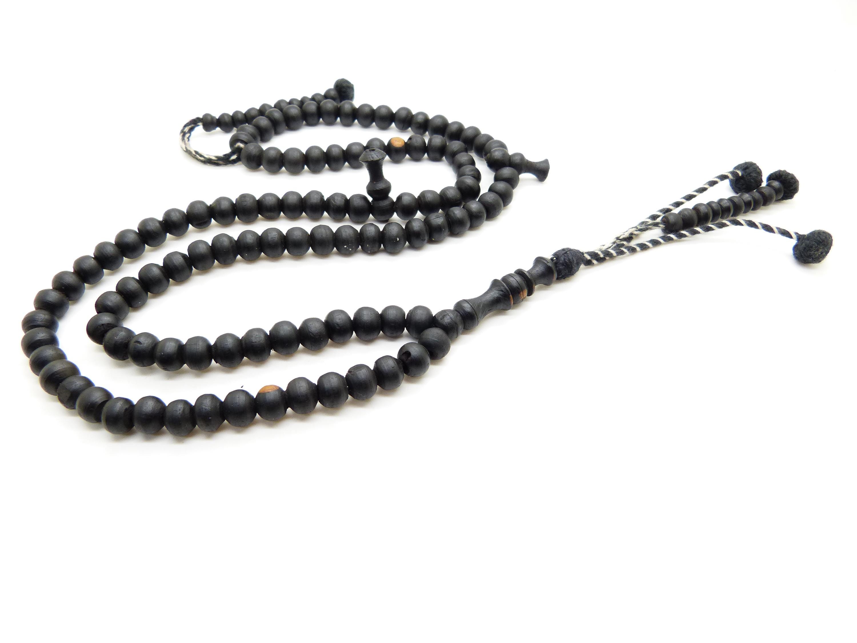 African Craftwork Ebony Tasbih Subha Prayer Beads Misbaha 99 Beads